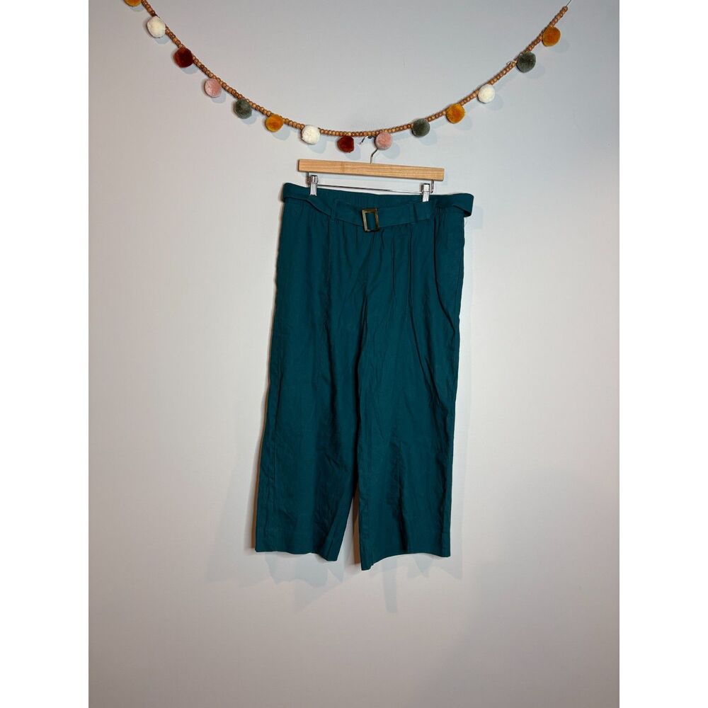 J.Jill teal Linen Stretch belted pants